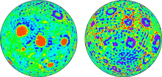 かぐや重力場モデル（SGM90d *3）による重力異常図